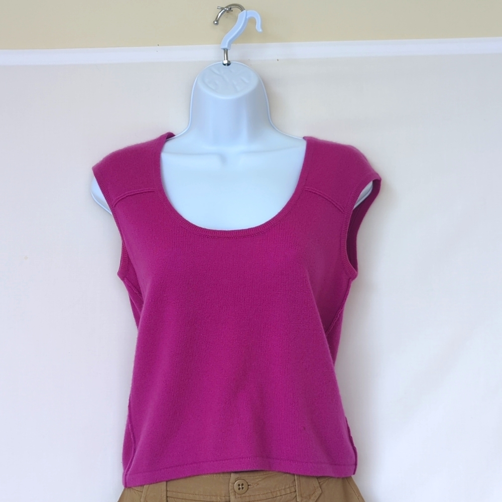 GUESS COLLECTION | Vintage Cashmere Tank Top Pink Cap Sleeve Knit